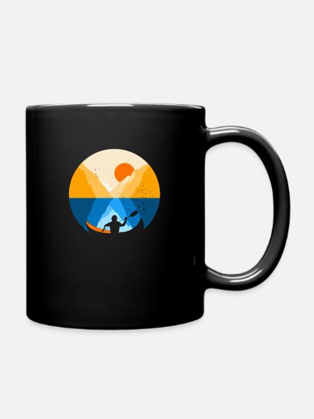 Canoë-kayak dans le fjord au lever du soleil - Mug uni - noir