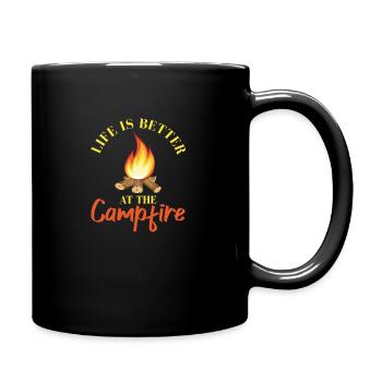 Camping Zelten Lagerfeuer - Tasse einfarbig - Schwarz - Rechts