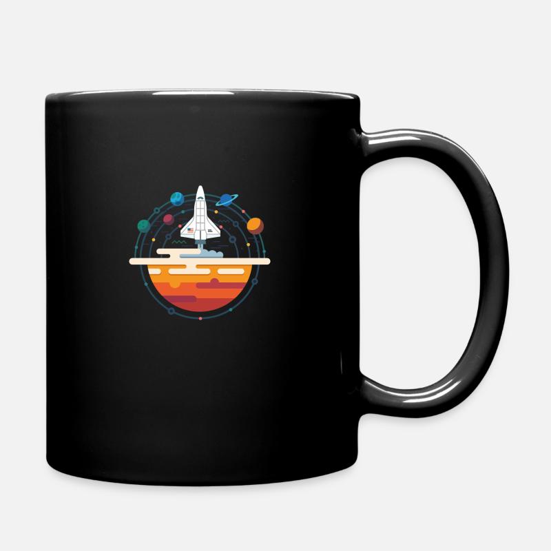 Space Shuttle & Solar System - Full Colour Mug - black