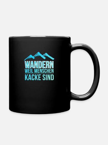 Wandern gehen Wanderschuhe Wanderung Geschenk - Tasse einfarbig - Schwarz