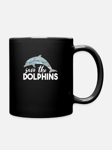 Save the dolfins - Full Colour Mug - black