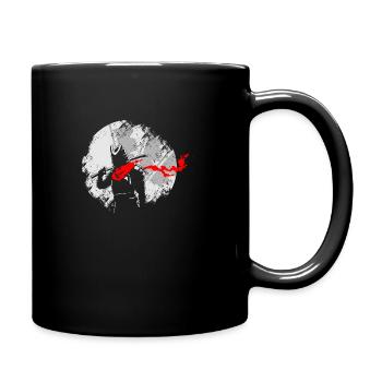 Samurai Silhouette Flaggen katanaAsiatisch Krieger - Tasse einfarbig - Schwarz - Rechts