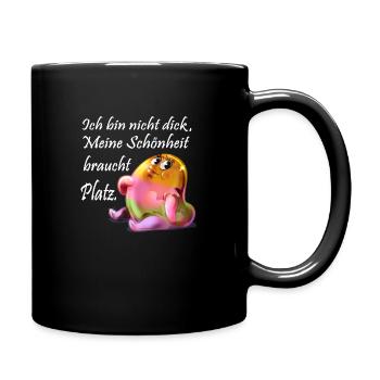Ich bin nicht dick - Tasse einfarbig - Schwarz - Rechts