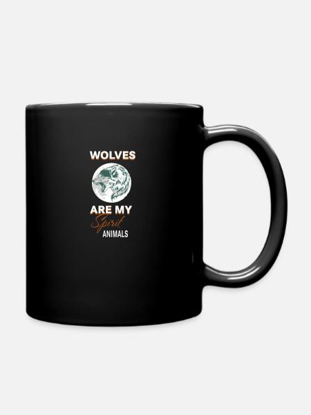 Wolf Wölfe - Tasse einfarbig - Schwarz