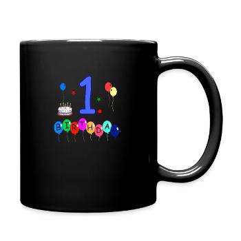 1. Geburtstag - Tasse einfarbig - Schwarz - Rechts