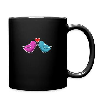 Küssende Vögel Kissing Birds T-Shirt - Tasse einfarbig - Schwarz - Rechts