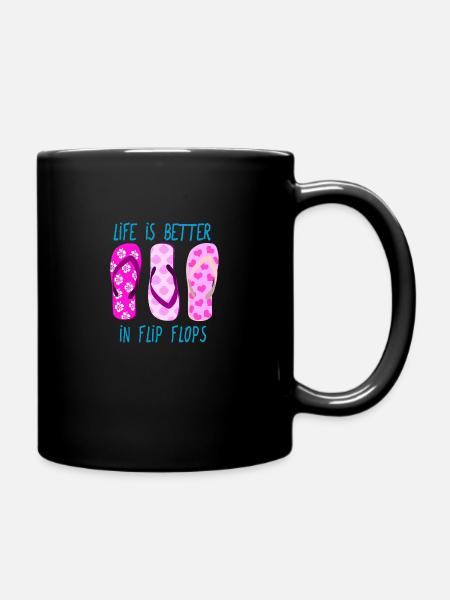 Life is better in flip flops - Full Colour Mug - black