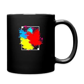 Bunter Farbfleck Rahmen Geschenk - Tasse einfarbig - Schwarz - Rechts