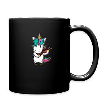 Einhorn Geige Streichinstrument - Tasse einfarbig - Schwarz - Rechts