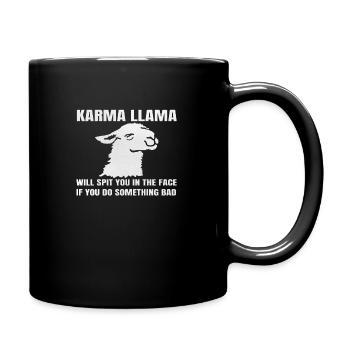 Llama Lustige Tiere - Tasse einfarbig - Schwarz - Rechts