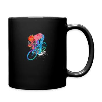 Mountainbike Rad Radeln Radfahren Radsport - Tasse einfarbig - Schwarz - Rechts