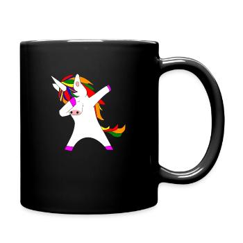 dabbing unicorn Einhorn in Regenbogenfarben lgbt - Tasse einfarbig - Schwarz - Rechts