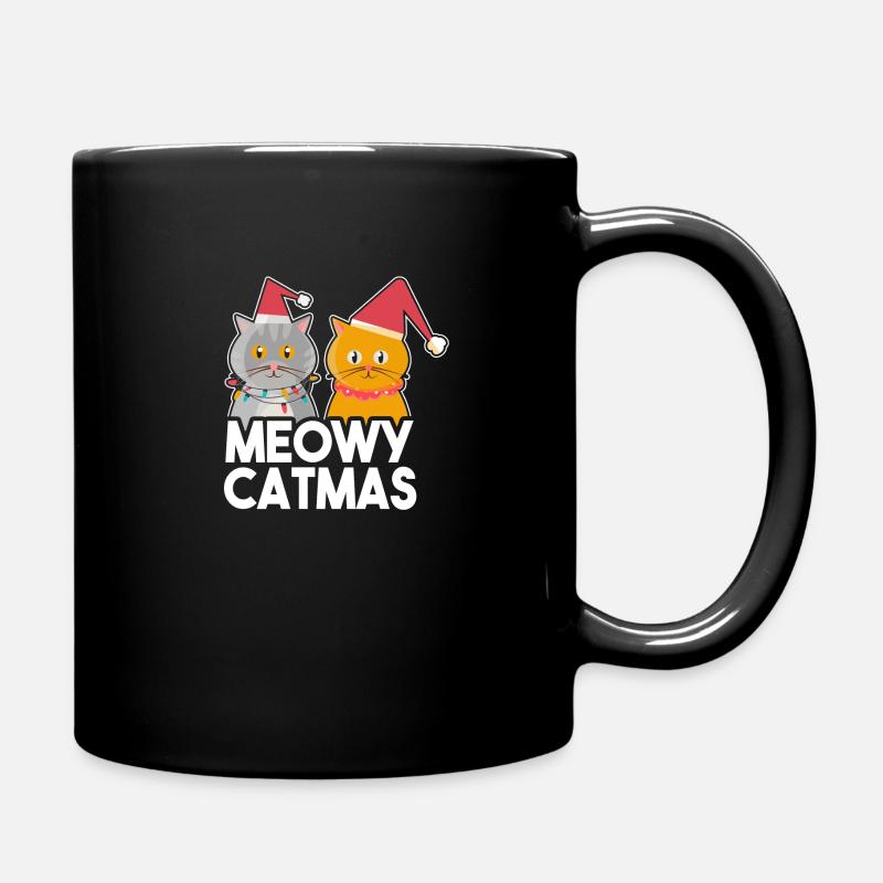 Weihnachten Katze - Tasse einfarbig - Schwarz