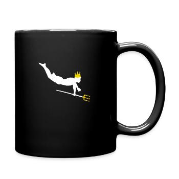 Schwimmer mit Krone und Dreizack - Tasse einfarbig - Schwarz - Rechts