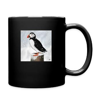 Macareux peint dans la conception d'oiseaux de neige - Mug uni - noir - Droite