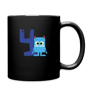Monster birthday 4years - Full Colour Mug - black - Right