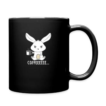 Angry and sleepy coffee rabbit - Full Colour Mug - black - Right