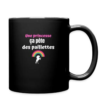 Une princesse ça pète des paillettes - Mug uni - noir - Droite