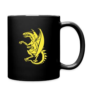 gelber Drache T Shirt gelbe Drachen in gelb Wappen - Tasse einfarbig - Schwarz - Rechts