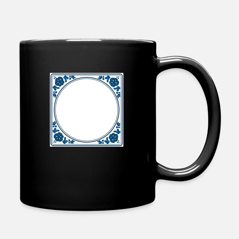 Leerer Fliesen eigener Text - Delft Blue - Tasse einfarbig - Schwarz