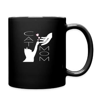 Maman chat avec coeurs - Mug uni - noir - Droite
