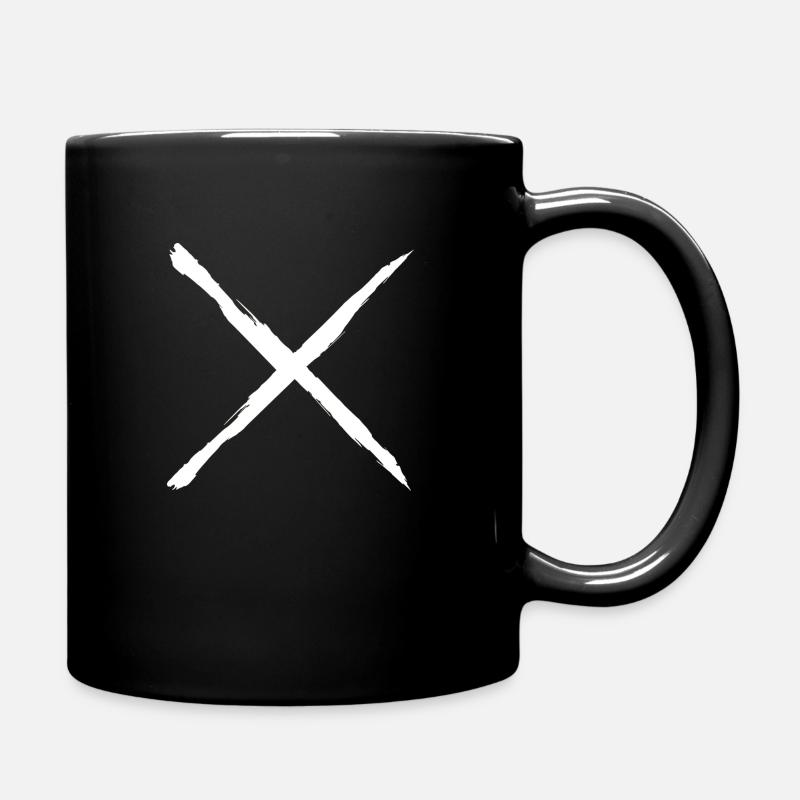 weisses Kreuz auf dunklem Hintergrund gepinselt - Tasse einfarbig - Schwarz