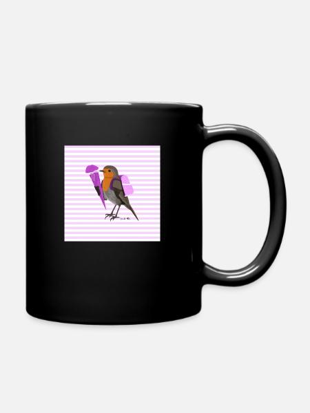 European robin bird knapsack school bag back to school - Full Colour Mug - black