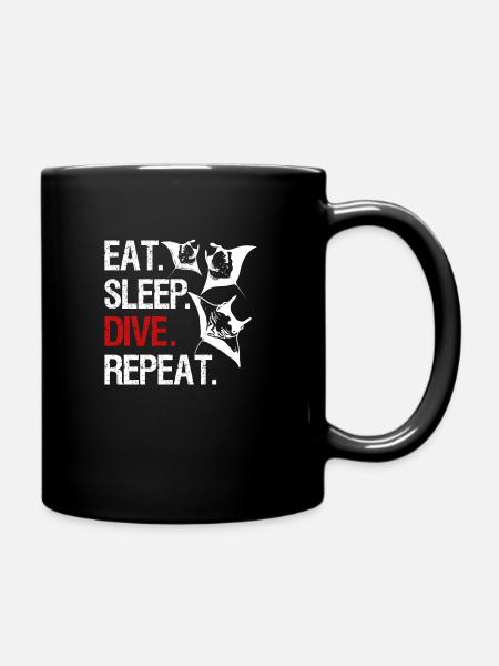Eat Sleep Dive Repeat - Manta Schwarm - Tasse einfarbig - Schwarz