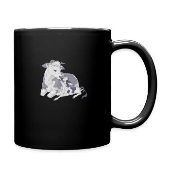 Kuh und Kalb - Tasse einfarbig - Schwarz - Rechts