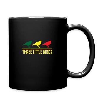 Trois petits oiseaux nature disant cadeau - Mug uni - noir - Droite
