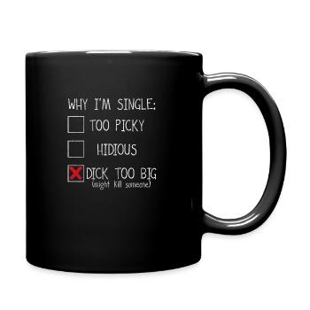 DICK TOO BIG FUNNY SINGLE SHIRT - Full Colour Mug - black - Right
