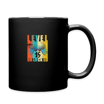 Level 15 Freigegeben -15. Jubiläum - Tasse einfarbig - Schwarz - Rechts