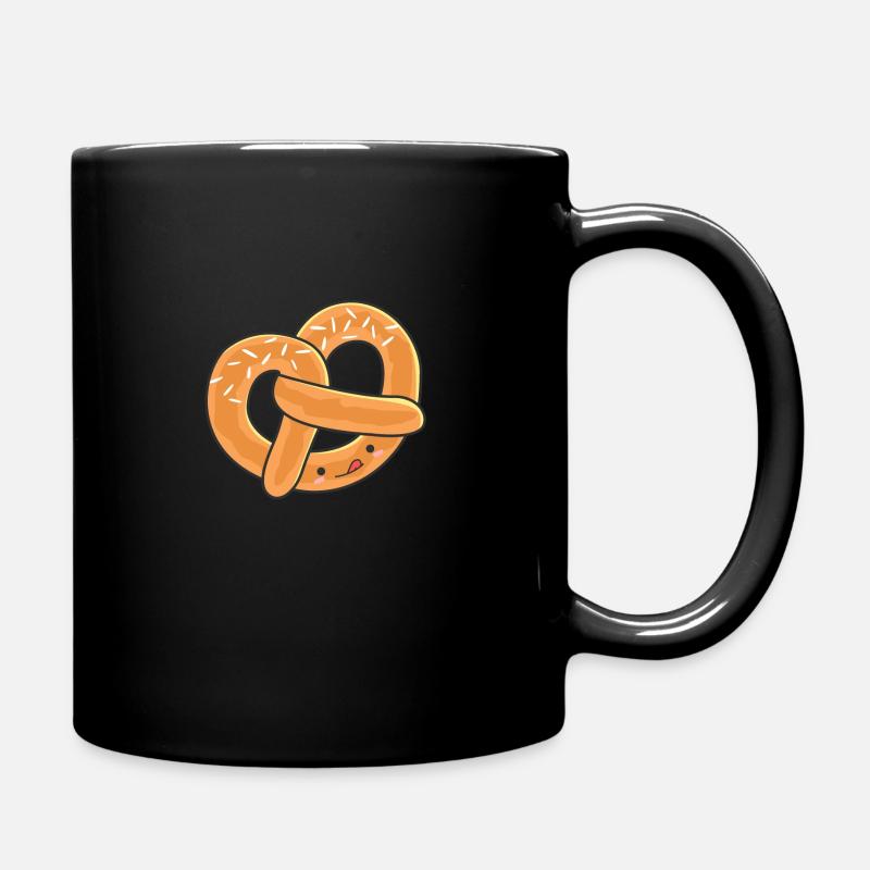 Snack with pretzel - Full Colour Mug - black