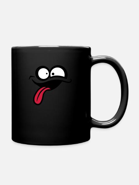 Verrücktes Comic Gesicht - Tasse einfarbig - Schwarz