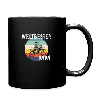 Schwester Motorcross Weltbeste Papa Vintage - Tasse einfarbig - Schwarz - Rechts