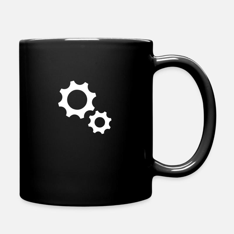 Icône d'engrenages blanc - Mug uni - noir