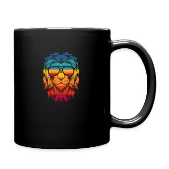 Lion with glasses - Full Colour Mug - black - Right