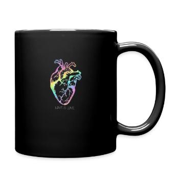 Coeur arc-en-ciel anatomique LGBT, l'amour c'est l'amour, la fierté - Mug uni - noir - Droite