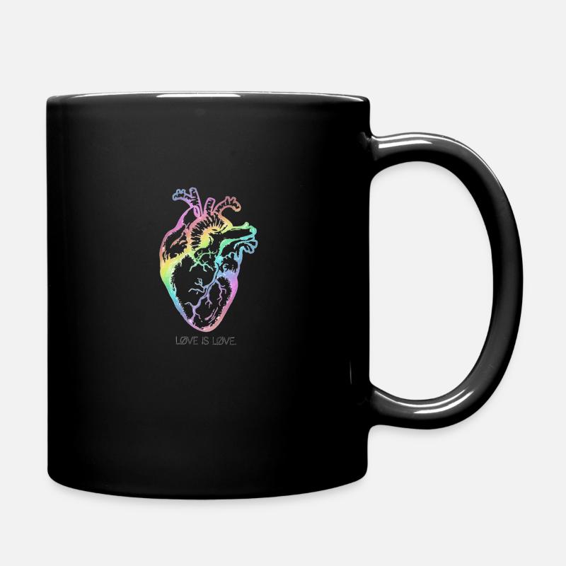 Anatomisches Regenbogenherz LGBT, Liebe ist Liebe, Stolz - Tasse einfarbig - Schwarz
