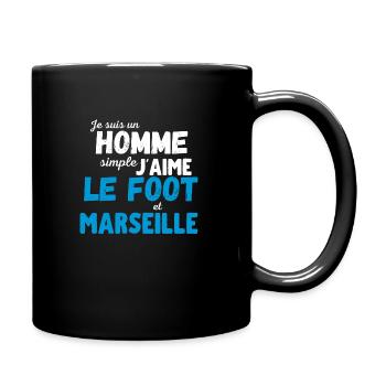 J'aime le foot et Marseille cadeau humour - Mug uni - noir - Droite