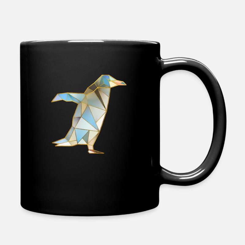 Pinguin Geometrische Goldlinien 2 - Tasse einfarbig - Schwarz