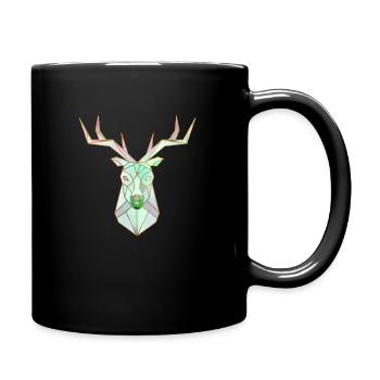 Deer Head Geometric Gold Lines - Full Colour Mug - black - Right