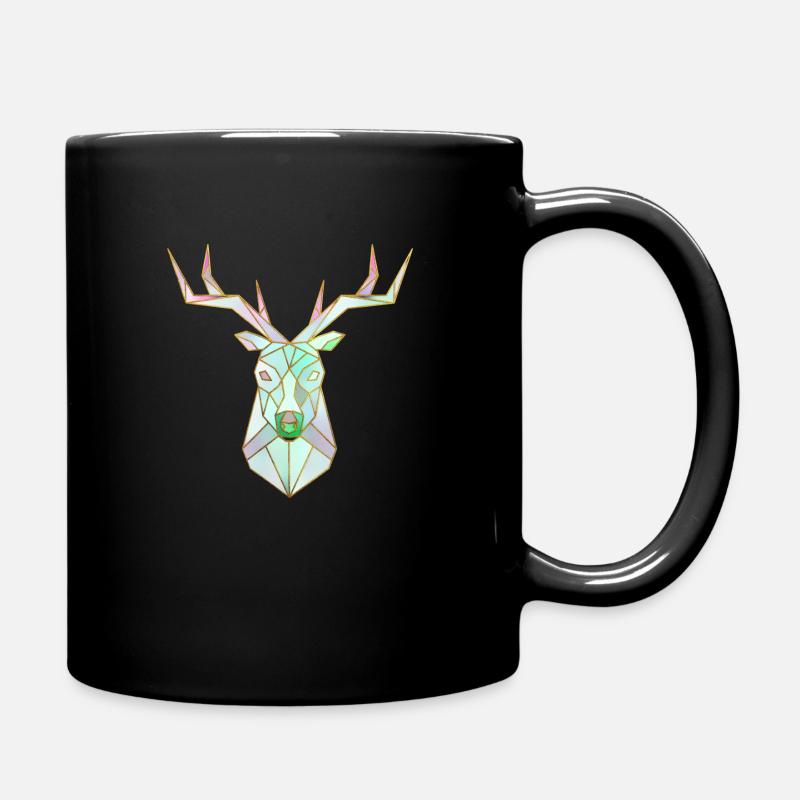 Hirsch Kopf Geometrische Goldlinien - Tasse einfarbig - Schwarz