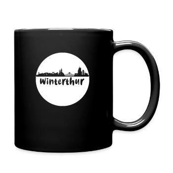 winterthur,skyline, circle, sheare-cut, white - Full Colour Mug - black - Right