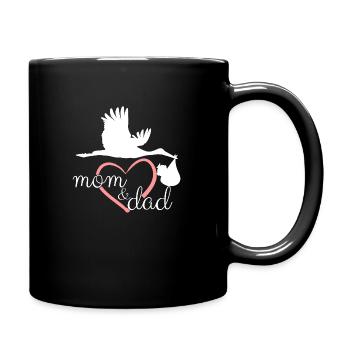 Mom and dad Mama und Papa parents Eltern - Full Colour Mug - black - Right