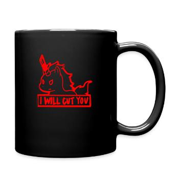 Knife Unicorn - I will cut you - Full Colour Mug - black - Right