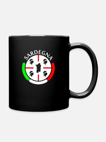Souvenir Sardaigne, carte 4 landes drapeau italien - Mug uni - noir