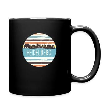heidelberg, skyline, streifen, retro, vintage,blau - Tasse einfarbig - Schwarz - Rechts