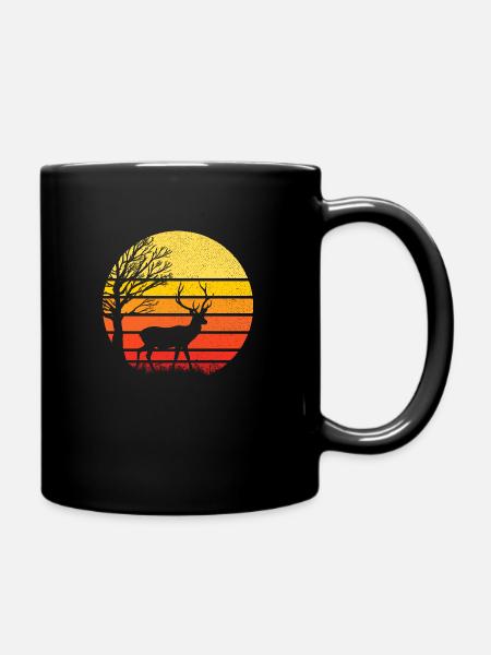 cerf et coucher de soleil - nature - Mug uni - noir