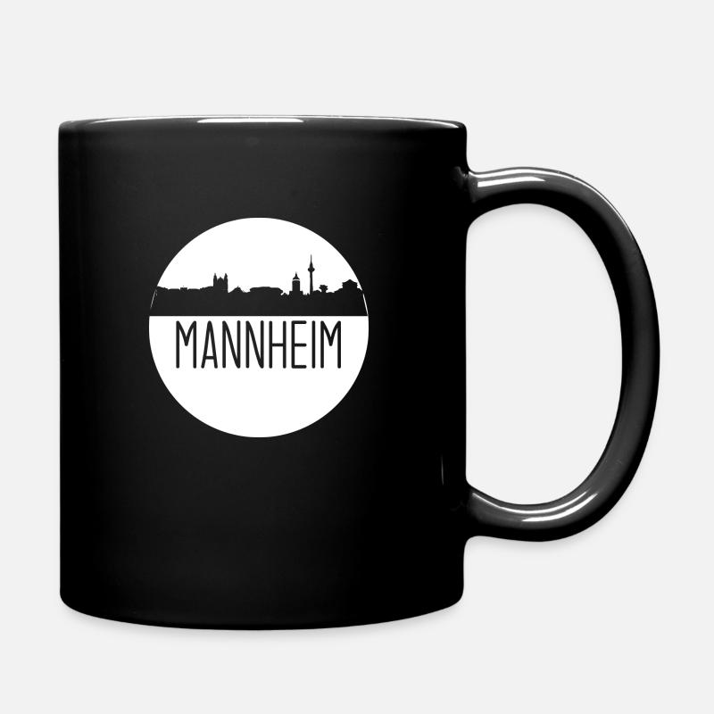 mannheim, skyline, kreis, scherenschnitt, weiss - Tasse einfarbig - Schwarz